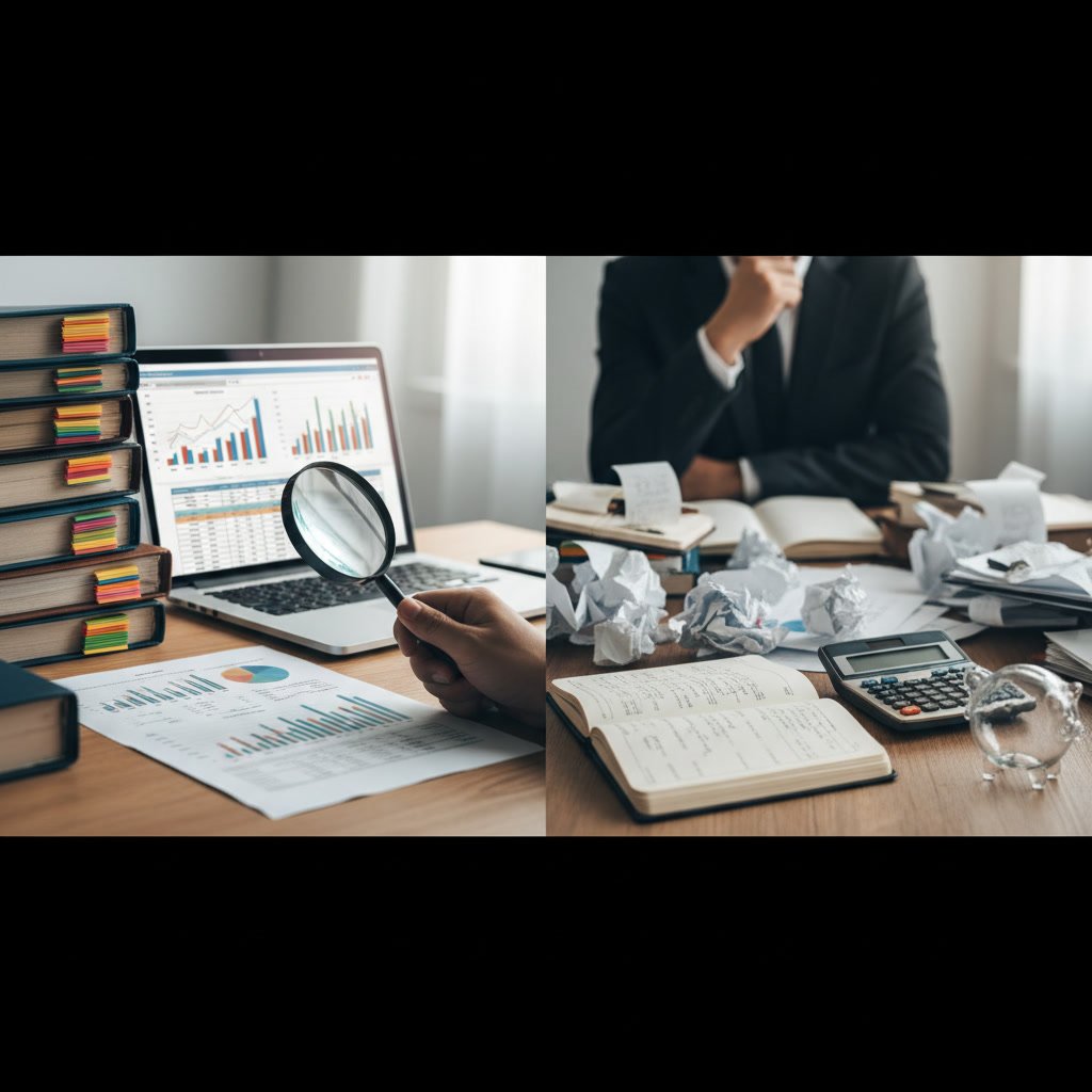 business owner reviewing balance sheet and cash flow statements for funding application
