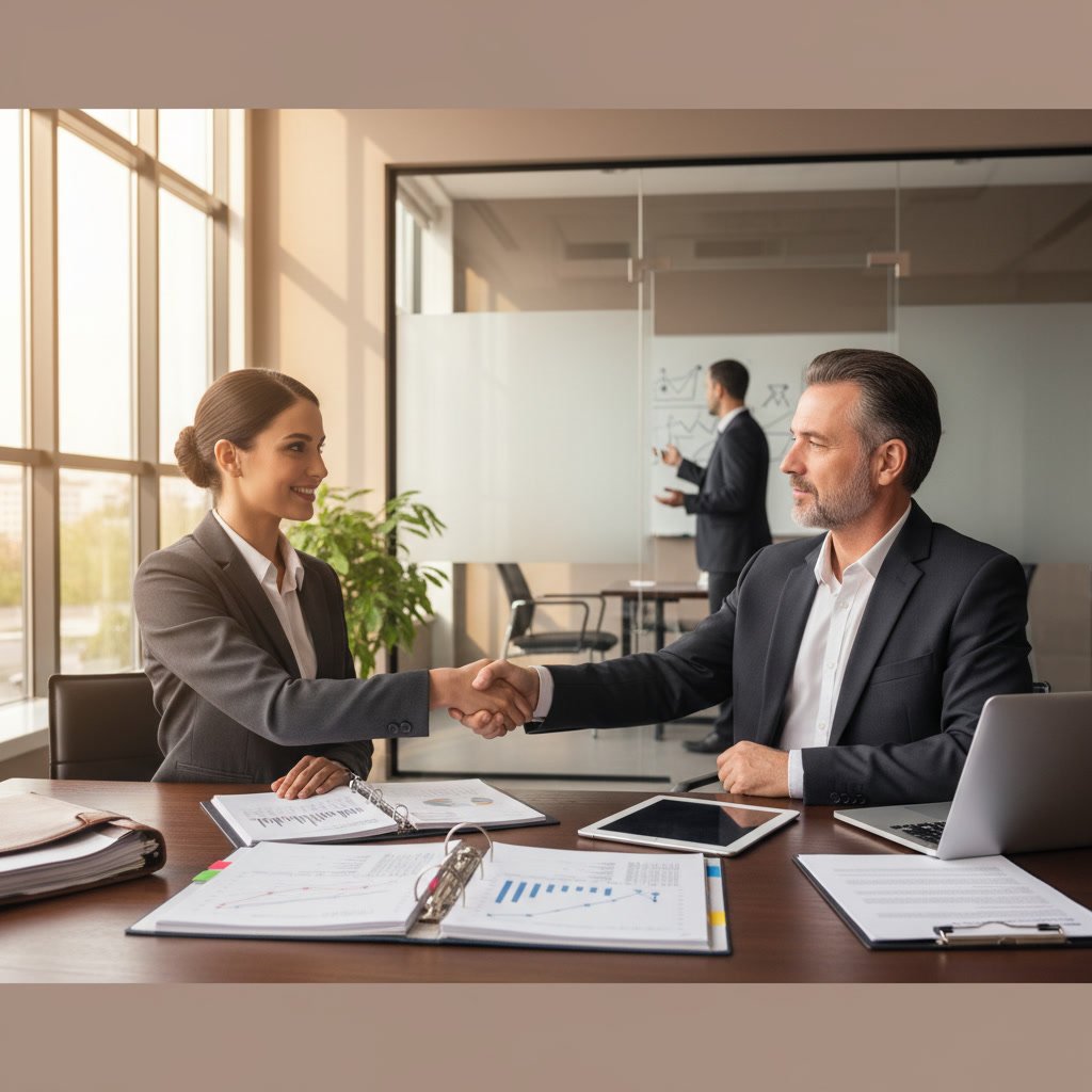 professional bookkeeper organizing financial records for business funding application in Tampa office