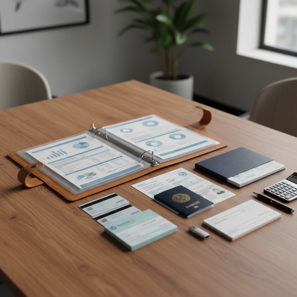organized financial documents and checklist prepared for consultation meeting