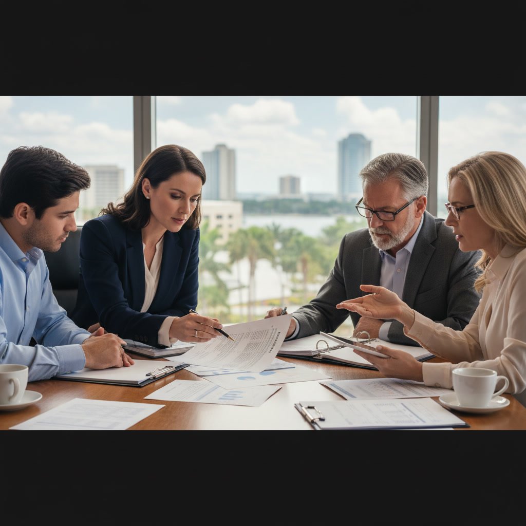 Tampa financial consultant explaining credit building strategies during initial meeting