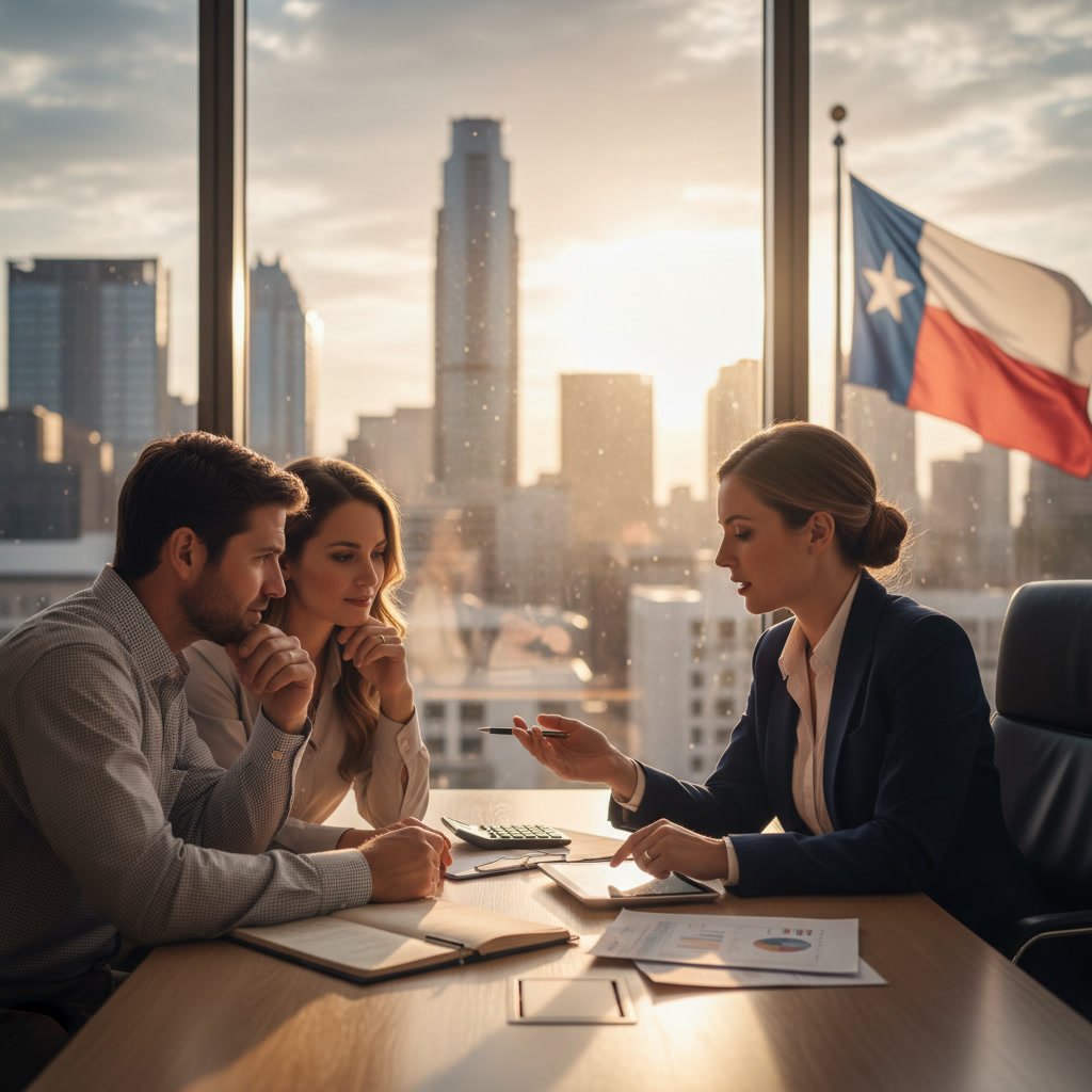 Professional financial consultant helping Texas business owner discover hidden tax deductions