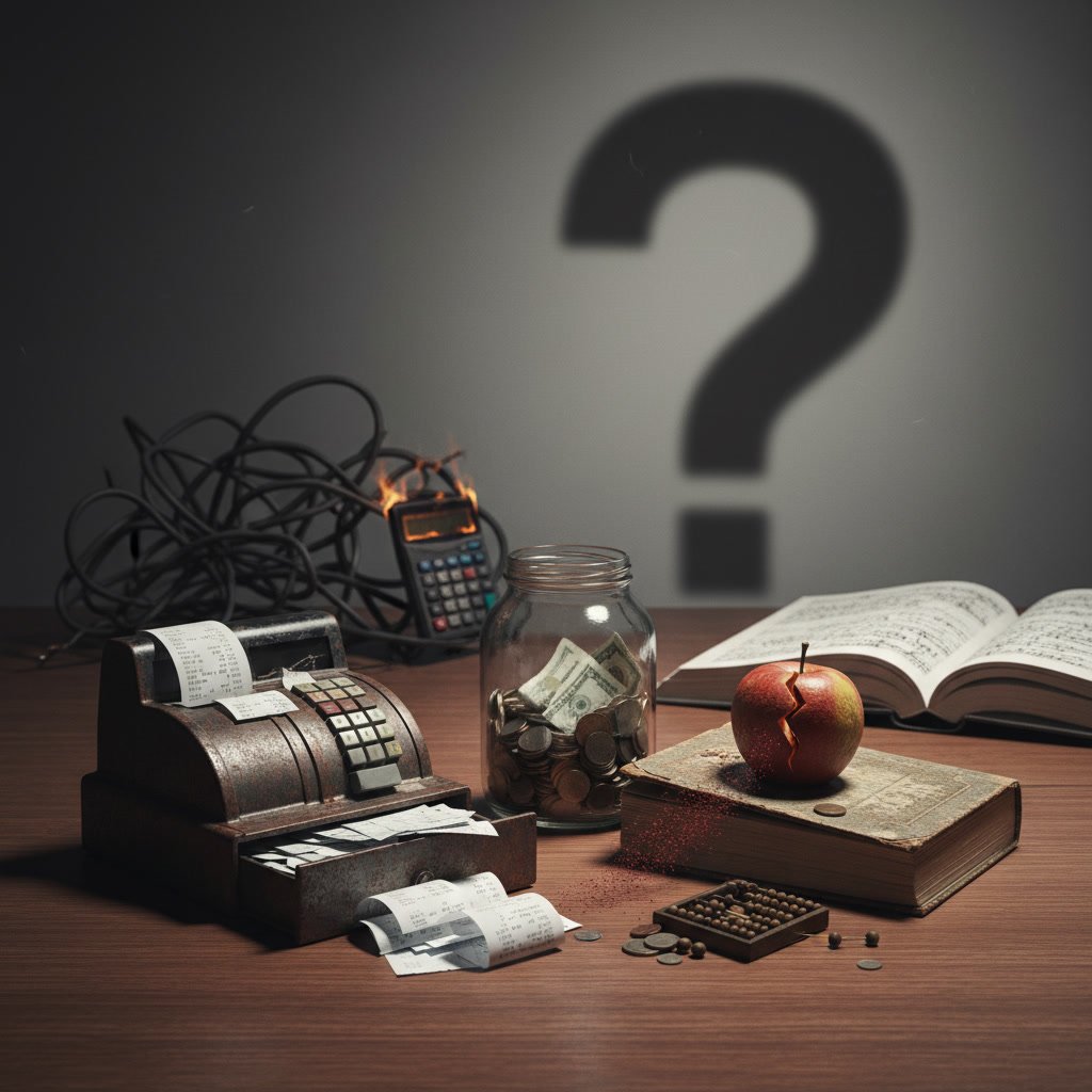 Business owner reviewing financial statements to identify accounting audit needs