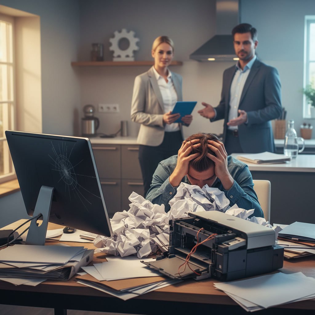 Professional reviewing credit report analysis with client