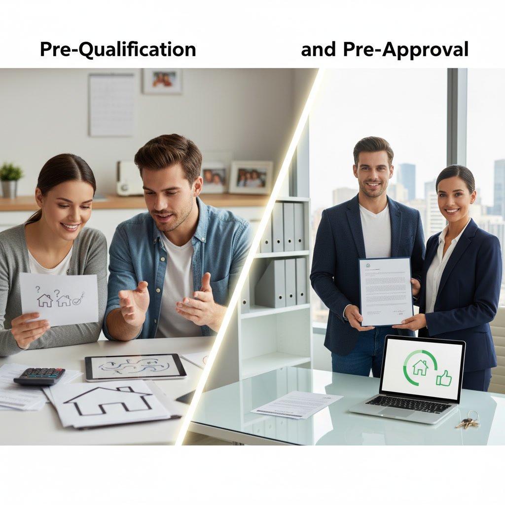 mortgage application documents organized on desk with calculator and house keys